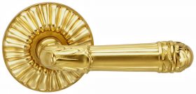 Item No.332 (Interior Ornate Lever Latchset - Solid Brass) in finish D (Florentine Brass, Lacquered)