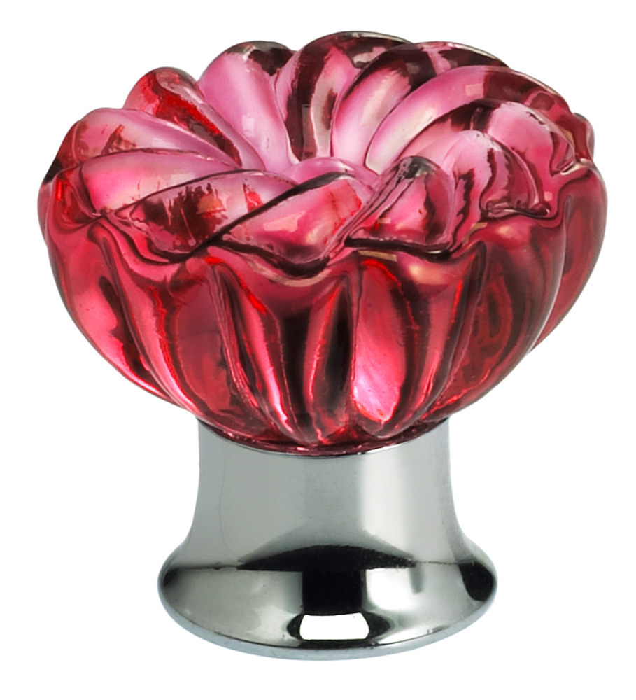 Finish: Transparent Rose Glass with US26 (Polished Chrome) Base