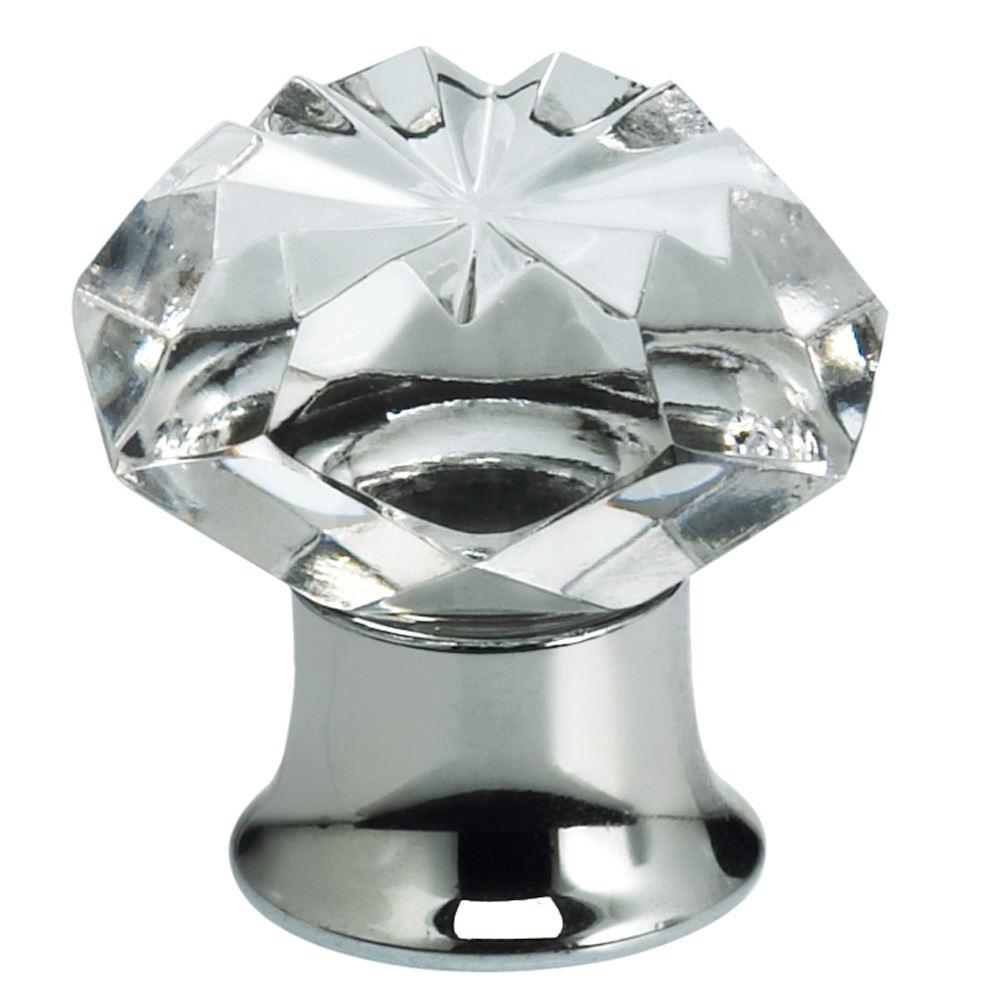 Item No.4901 (Cabinet Knob - Crystal) in finish Transparent Glass with US26 (Polished Chrome) Base