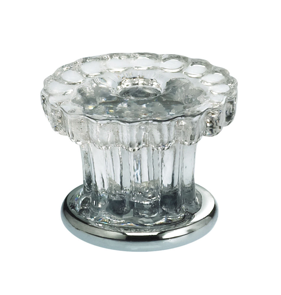 Item No.4909/30 (Cabinet Knob - Glass) in finish Transparent Glass with US26 (Polished Chrome) Base