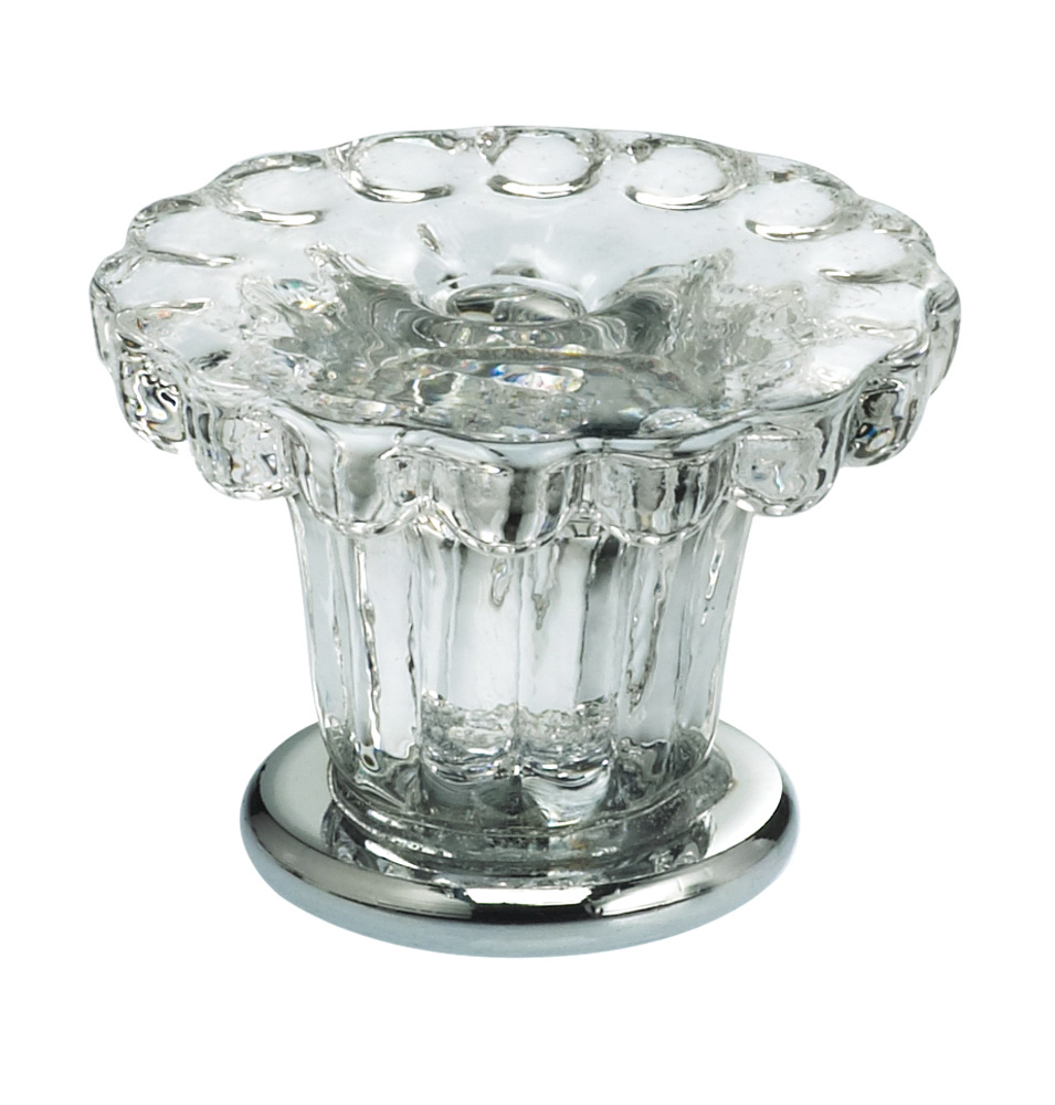 Item No.4909/35 (Cabinet Knob - Glass) in finish Transparent Glass with US26 (Polished Chrome) Base