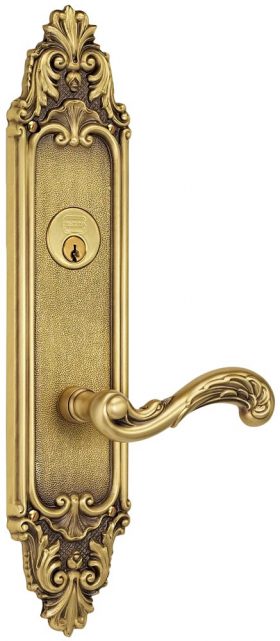 Item No.57251 (Exterior Ornate Mortise Entrance Lever Lockset with Plates - Solid Brass )