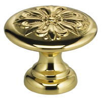 Item No.7105 (Ornate Cabinet Knob - Solid Brass) in finish US3 (Polished Brass, Lacquered)