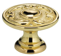 Item No.7420 (Ornate Cabinet Knob - Solid Brass) in finish US3 (Polished Brass, Lacquered)