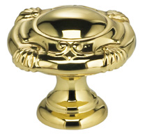 Item No.7430 (Ornate Cabinet Knob - Solid Brass) in finish US3 (Polished Brass, Lacquered)