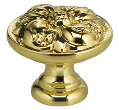 Item No.7434 (Ornate Cabinet Knob - Solid Brass) in finish Finish: US3 (Polished Brass, Lacquered)
