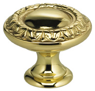 Item No.7436 (Ornate Cabinet Knob - Solid Brass) in finish US3 (Polished Brass, Lacquered)