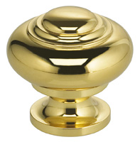 Item No.9102 (Classic Cabinet Knob - Solid Brass) in finish US3 (Polished Brass, Lacquered)