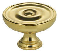 Item No.9136 (Classic Cabinet Knob - Solid Brass) in finish US3 (Polished Brass, Lacquered)