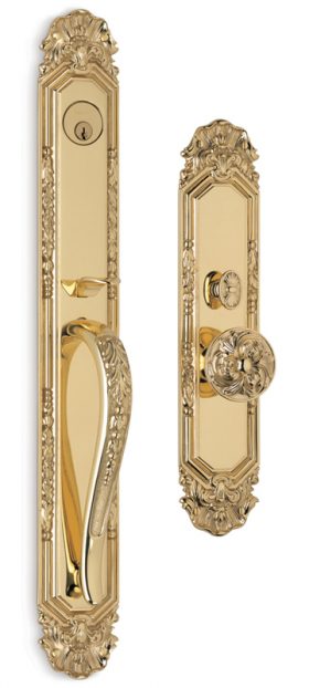 Item No.Amagansett w/ 232 interior trim (Exterior Ornate Mortise Entrance Handleset Lockset - Solid Brass)