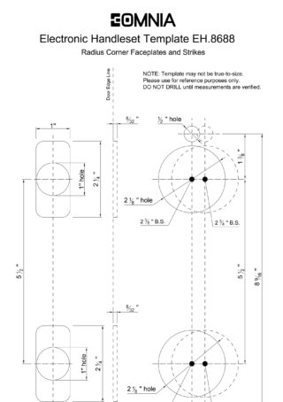 EOMNIA 8688 Entrance Handleset Installation Template (radius corner faceplates & strikes)