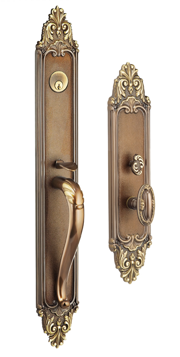Item No.Georgica w/ 294 (Exterior Ornate Mortise Entrance Handleset Lockset - Solid Brass)