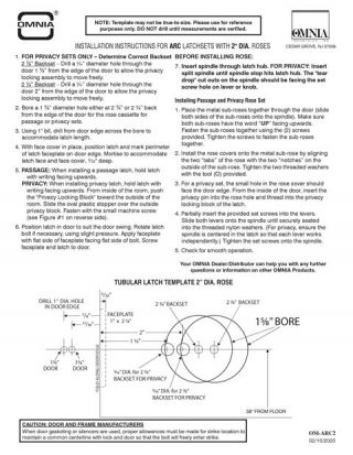 OMNIA ARC Latchsets with 2" Dia. Roses Installation Template
