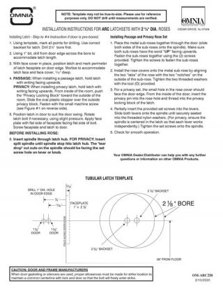 OMNIA ARC Latchsets with 2 5/8" Dia. Roses Installation Template