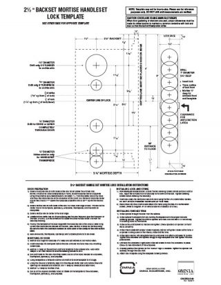 OMNIA 2-1/2" Backset Mortise Handleset Locksets Installation Template