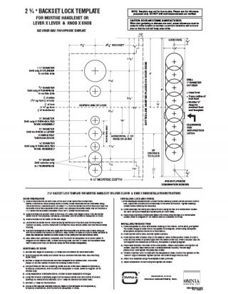 OMNIA 2.75″ Backset Mortise Handleset Locksets Installation Template