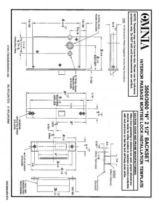 OMNIA 3500/3600 Passage Interior Mortise Lock Installation Template