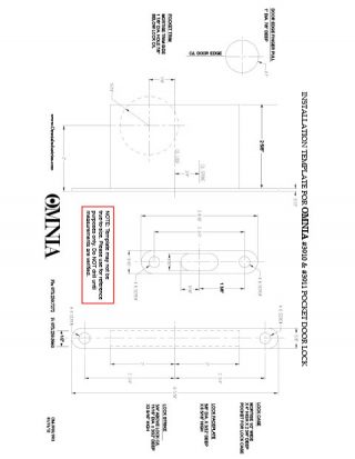 OMNIA 3910 & 3911 Stainless Steel Pocket Door Locks Installation Template