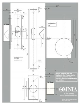 OMNIA 3910S & 3911S Solid Brass Pocket Door Locks Installation Template