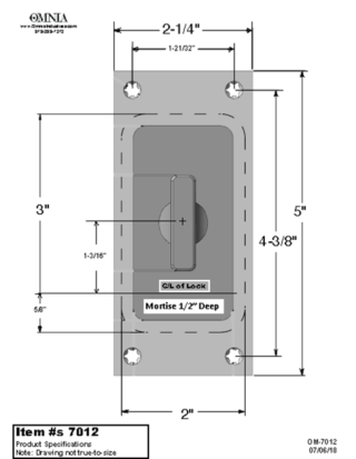 OMNIA 7012 Pocket Door Lock Trim Specifications