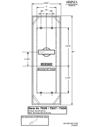 OMNIA 7035, 7037, & 7039 Pocket Door Lock Trim Specifications