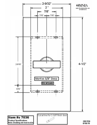 OMNIA 7036 Pocket Door Lock Trim Specifications