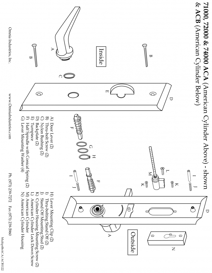 OMNIA 71000, 72000 & 74000 Multipoint Trim Exploded Views