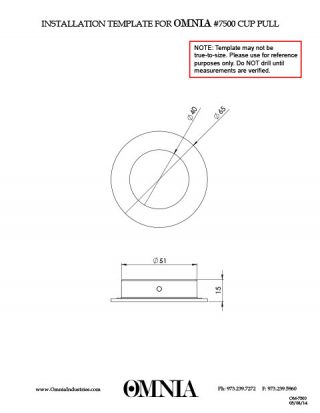 OMNIA 7500 Cup Pull Installation Template