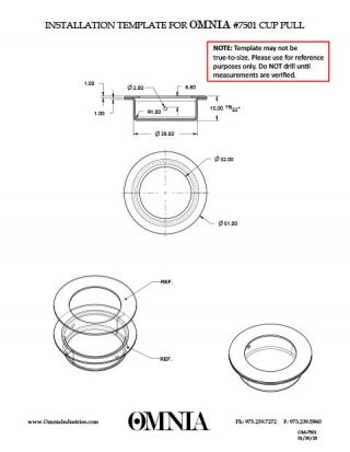 OMNIA 7501 Cup Pull Installation Template