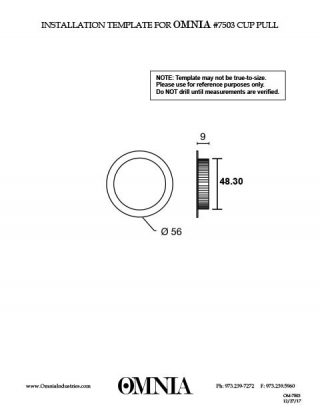 OMNIA 7503 Cup Pull Installation Template