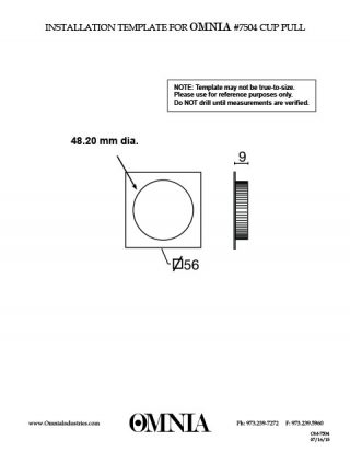 OMNIA 7504 Cup Pull Installation Template