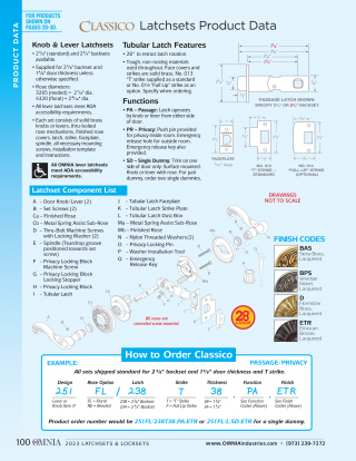 OMNIA Classico Latchsets Product Data