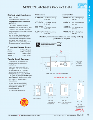 OMNIA Modern Latchsets Product Data