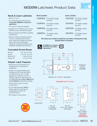 OMNIA Modern Latchsets Product Data