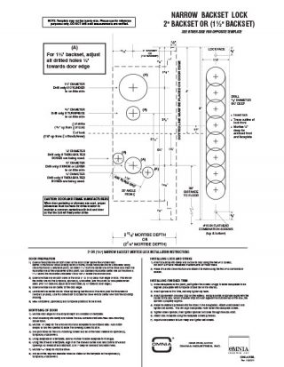 OMNIA 1-1/2″ & 2″ Narrow Backset Mortise Locksets Installation Template