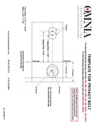 OMNIA Privacy Bolt Sets Installation Template