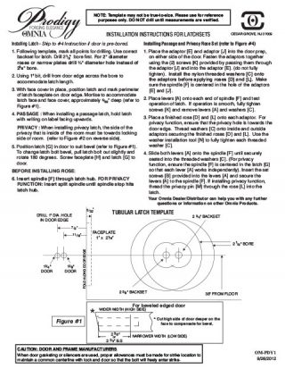 OMNIA Prodigy Latchsets Installation Template