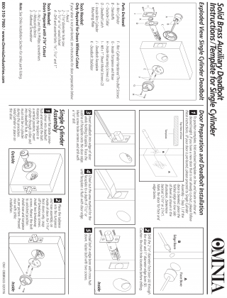 OMNIA Solid Brass Auxiliary Deadbolts Installation Template