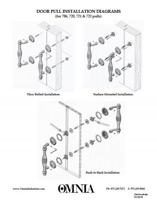 OMNIA Solid Brass Door Pulls Installation Diagrams