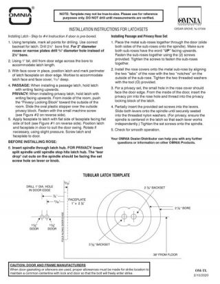 OMNIA Solid Brass Latchsets Installation Template