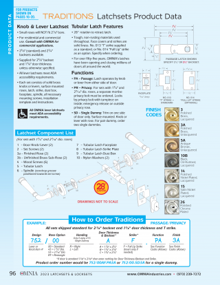 OMNIA Traditions Latchsets Product Data