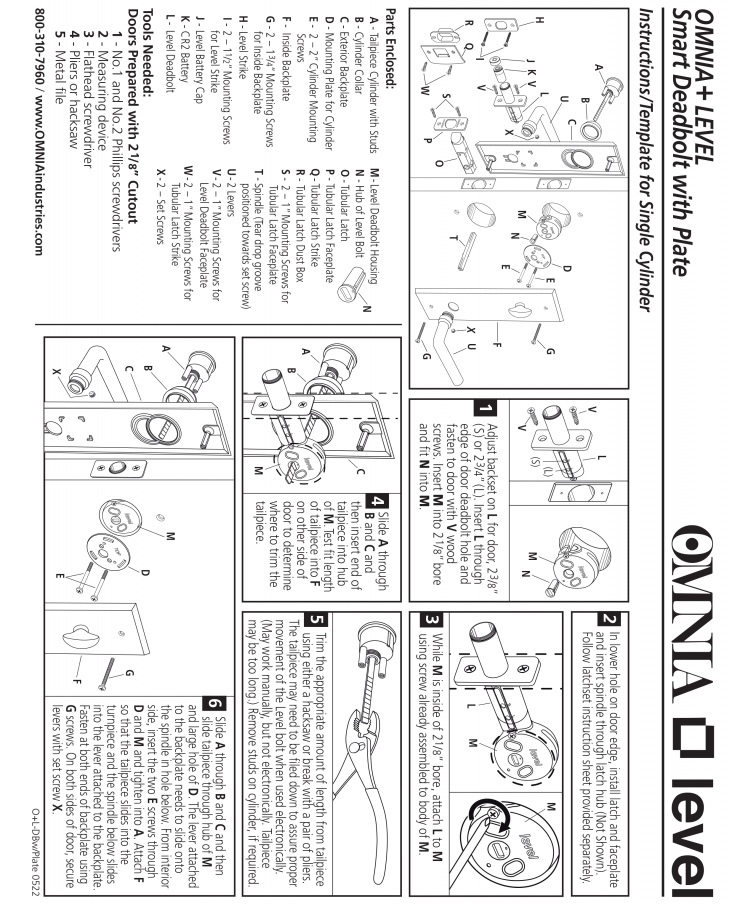 OMNIA+level Smart Deadbolt Lockset With Plates Installation Instructions